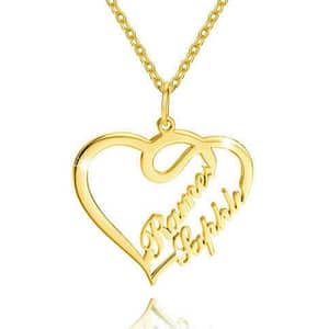 Overlapping Heart Two Name Necklace