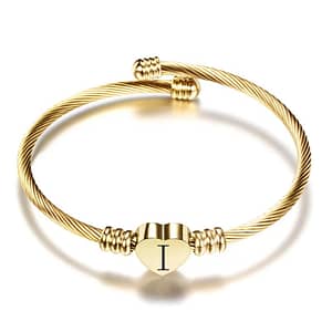 Heart Bracelet Bangle With Initial
