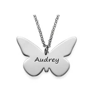 Engraved Butterfly Pendant Necklace