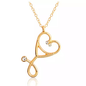 Heart Stethoscope Necklace Vertical