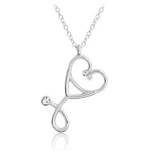 Heart Stethoscope Necklace Vertical