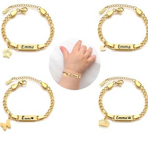 Engraved Baby Bracelet  With Charms
