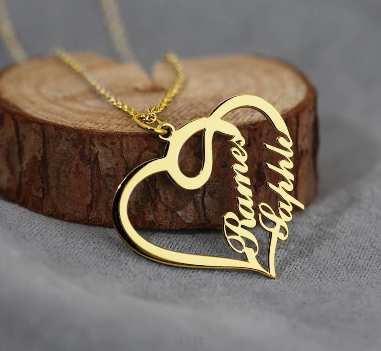 Overlapping Heart Two Name Necklace | MJ Creations